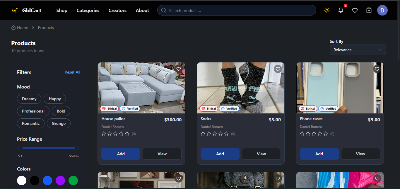 GldCart E-commerce